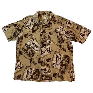 Panama Jack Hawaiian Shirt Men's XL Short Sleeve Button Up Brown